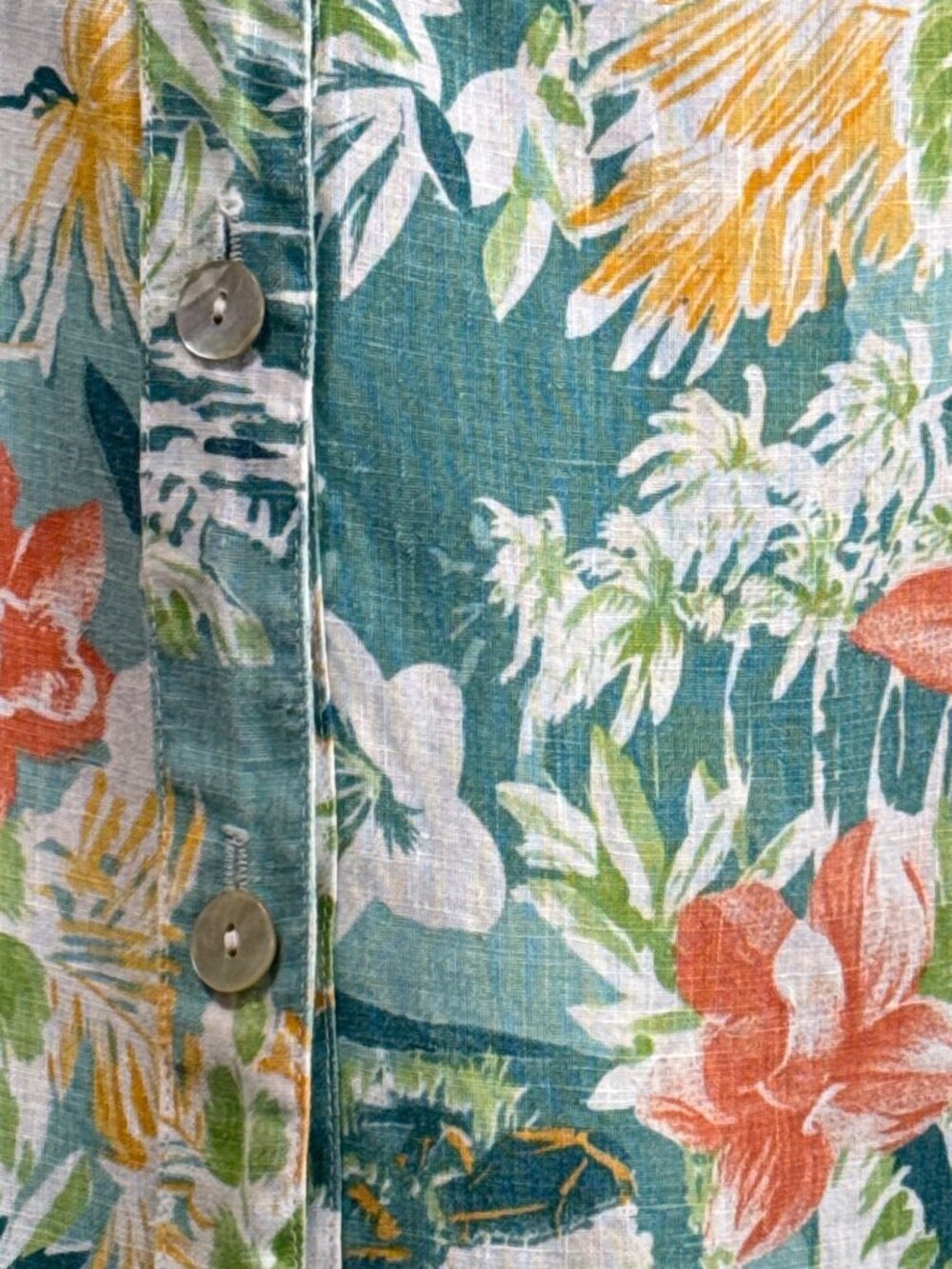 Hot Cotton XL Womens Floral Button-Front Linen Shirt Long Sleeves Colorful USA - Picture 2 of 7